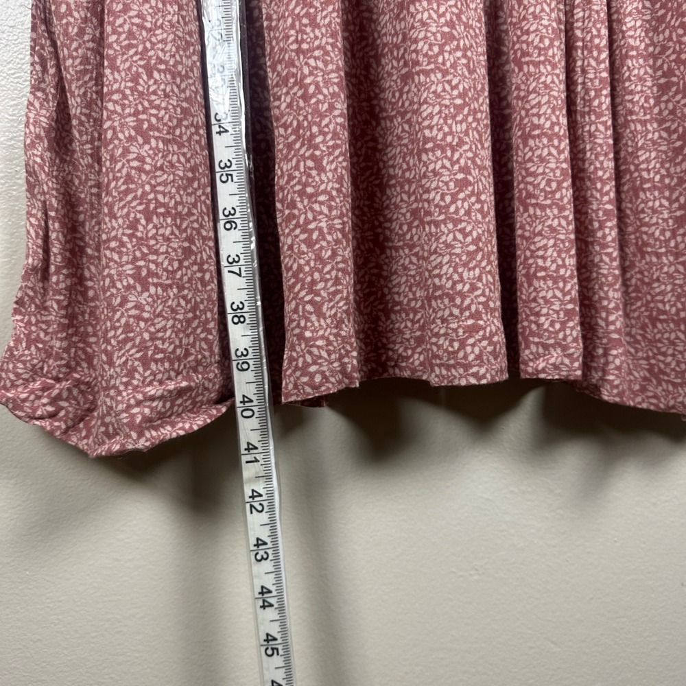 Faherty Women's XXL Montara Dress Mauve Leaf Batik Smocked Waist Cottagecore NEW - Picture 3 of 8